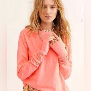 NWT Free People Arden Extra Long Cotton Top in Lemonade Punch Women's Size Small